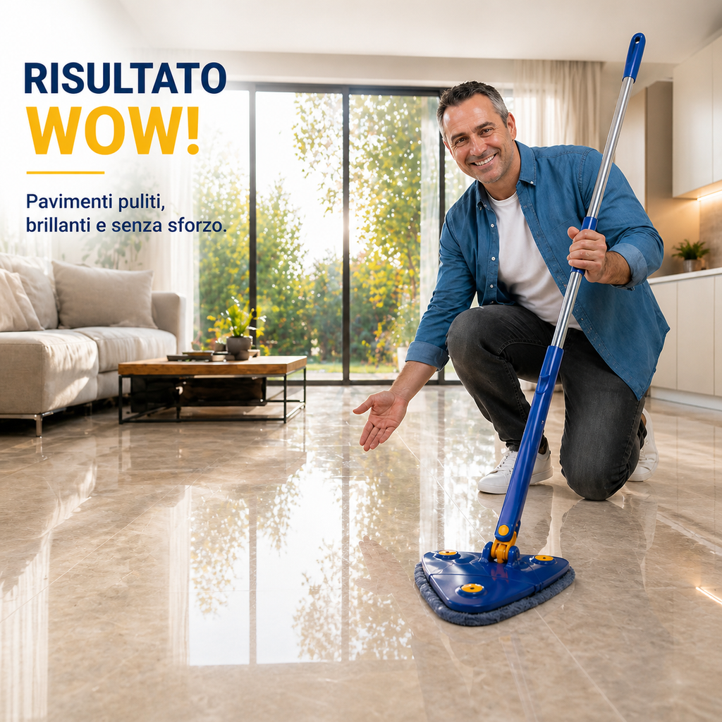 ✅Cleanova Mop Triangolare360° con Strizzatura Automatica