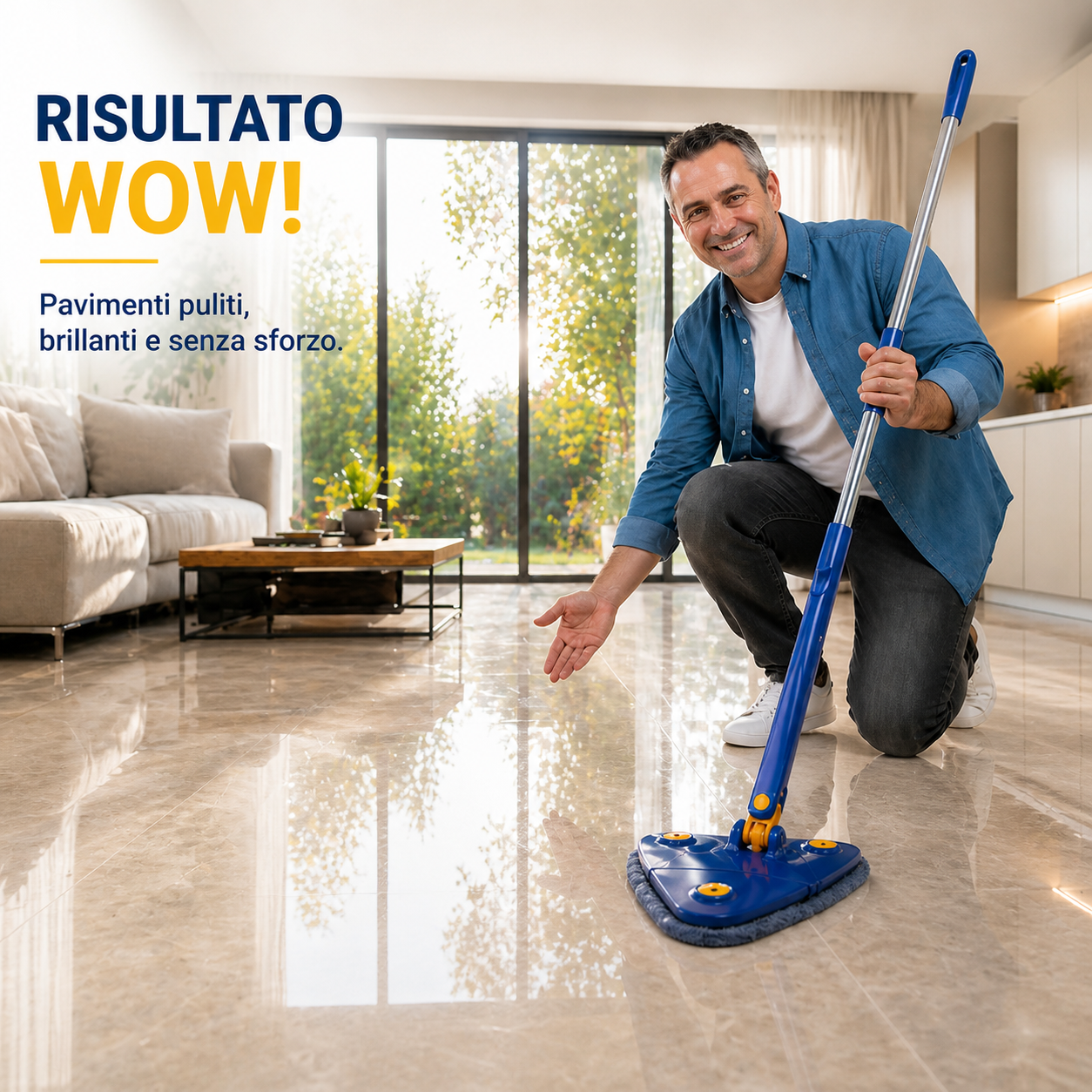 ✅Cleanova Mop Triangolare360° con Strizzatura Automatica