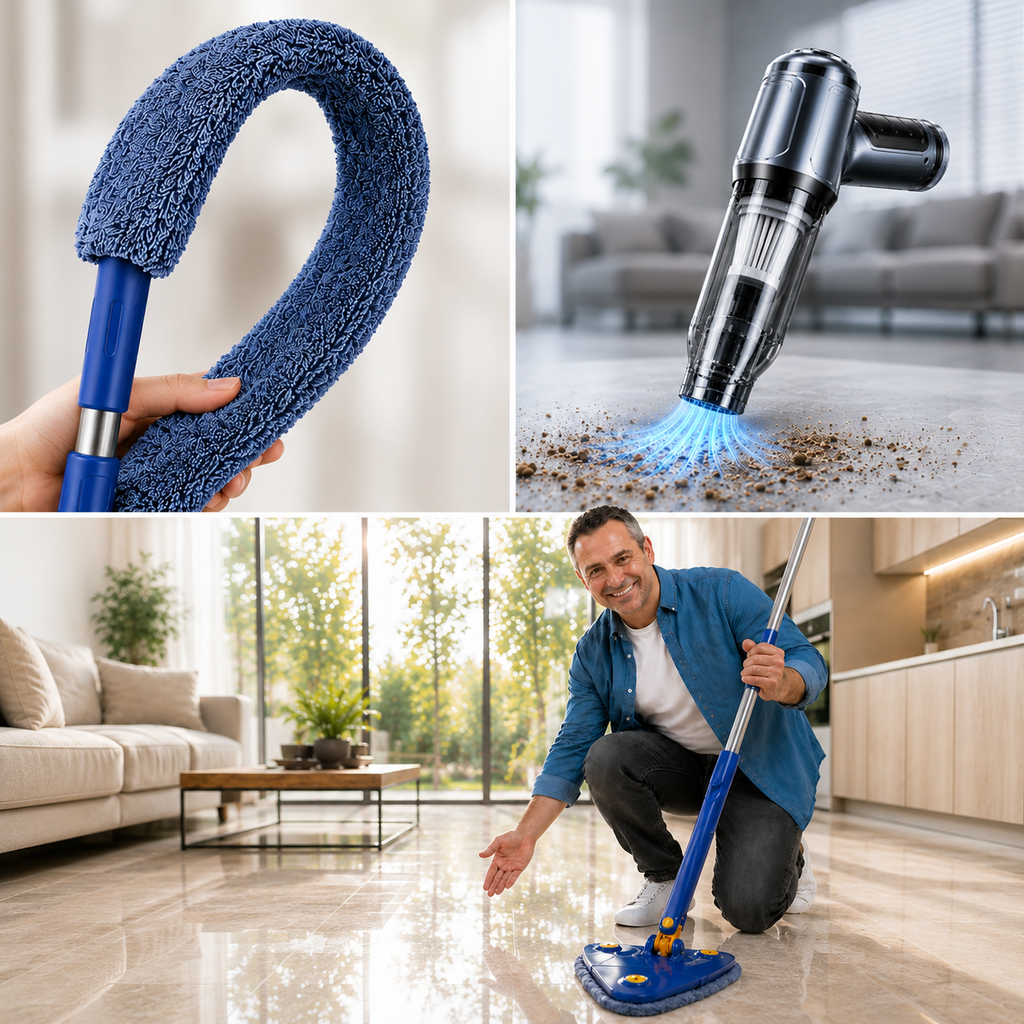 kit pulizia totale       ✅Mop Triangolare360°    ✅Spolverino flessibile    ✅Aspirapolvere wireless