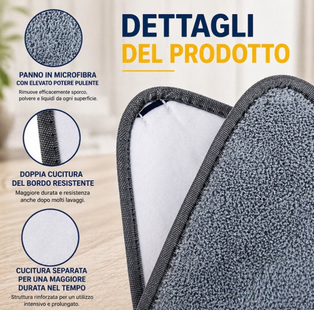 ✅Cleanova Mop Triangolare360° con Strizzatura Automatica